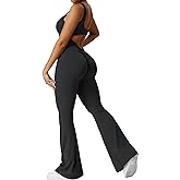 YEOREO Women Workout Scrunch Flare Jumpsuits Sexy Backless Butt Lift Gym Yoga Jumpsuits