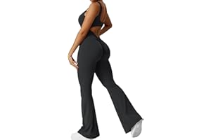 YEOREO Women Workout Flare Jumpsuits Sexy Backless Gym Gym Bodycon Scrunch Butt Yoga Rompers V Back Lizvette