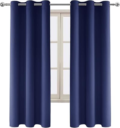 DWCN Navy Blackout Curtains 46 x 72 Inches 2 Panels Eyelet Thermal Insulated