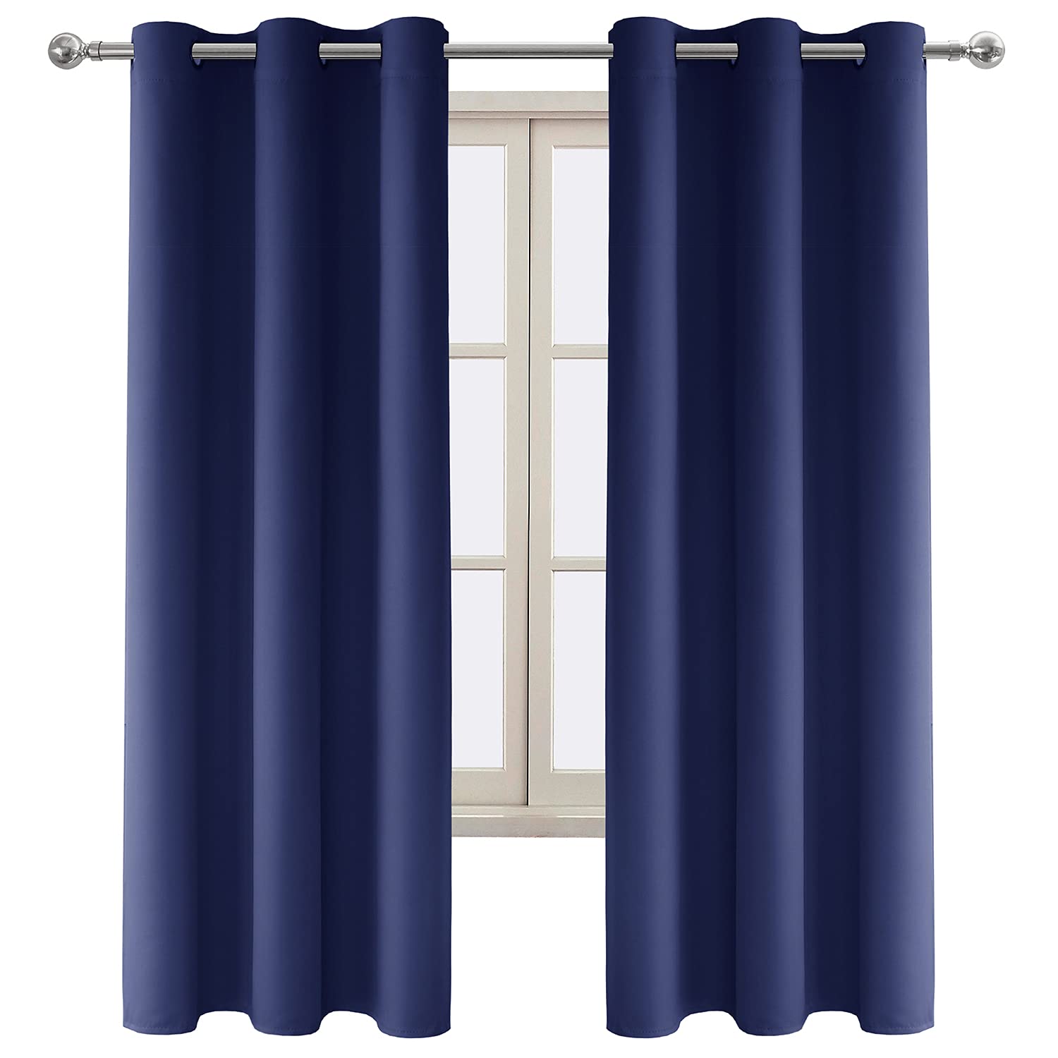 DWCN Navy Curtains for Living Room Blackout Curtains for Bedroom Eyelet Window Treatments Curtain 46 x 72 Inch 2 Panels