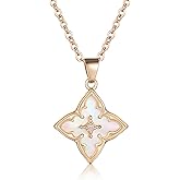YEATMUE 14K Gold Plated Gold Clover Necklace, Dainty Four Leaf Lucky Choker Charm Colorful Clover Adjustable Chain Shell Made Pendant Necklace for Women Jewelry