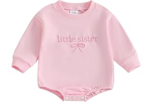 GOOCHEER Big Sister Little Sister Matching Outfit Newborn Baby Girl Long Sleeve Romper Toddler Girl Pullover Sweatshirt Top