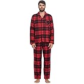 Ashford & Brooks Men’s Flannel Long Sleeve Pajamas Set Plaid Sleepwear & Loungewear Button Down PJ Set