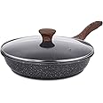 SENSARTE Nonstick Frying Pan Skillet with Glass Lid, Swiss Granite Coating Omelette Pan with Cover, Healthy Cookware Chef's P