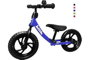 Jollito® 12" Lightweight No-Pedal Kid’s Balance Bike/Air-Free Tires with Bell Height Adjustable (2-6 Yrs) Indoor/Outdoor Colo