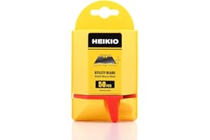 HEIKIO Utility Knife Blades, Pack of 50 Standard Replacement Blades for Heavy Duty Utility Knives and Box Cutters, Made of Bl