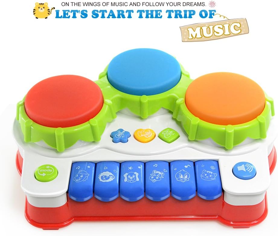 NextX Baby Musical Toys, Toddler Learning Music Drum Piano Toy, Development Musical Toy for 6 Months Infant Baby, with Music and Lighting Up: Toys & Games