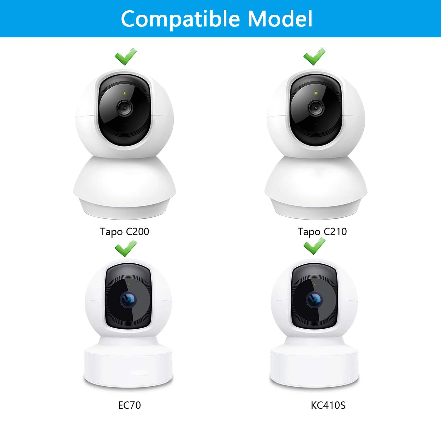 Wall Mount Compatible with TP-Link Tapo C210/ C200 and Kasa Indoor Pan EC70/ EC71/ KC410S, Adjustable Angles Bracket 180 Degree Rotation Easy to Install Security Camera Bracket/Holder, 2 Pack