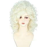 LeMarnia Women's Wigs Platinum Blonde Short Curly Wigs for Women Halloween Costume Beehive Wigs