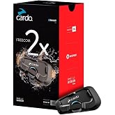 Cardo Systems FREECOM 2X Motorcycle 2-Way Helmet Bluetooth Communication System Headset Intercom, Universal Bluetooth Connectivity, Waterproof, 40mm Speakers - Single Pack