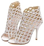 Littleboutique Womens Sparkle Crystal Sandals Stiletto Sandals Cutouts Night Club Party Dress High Heels