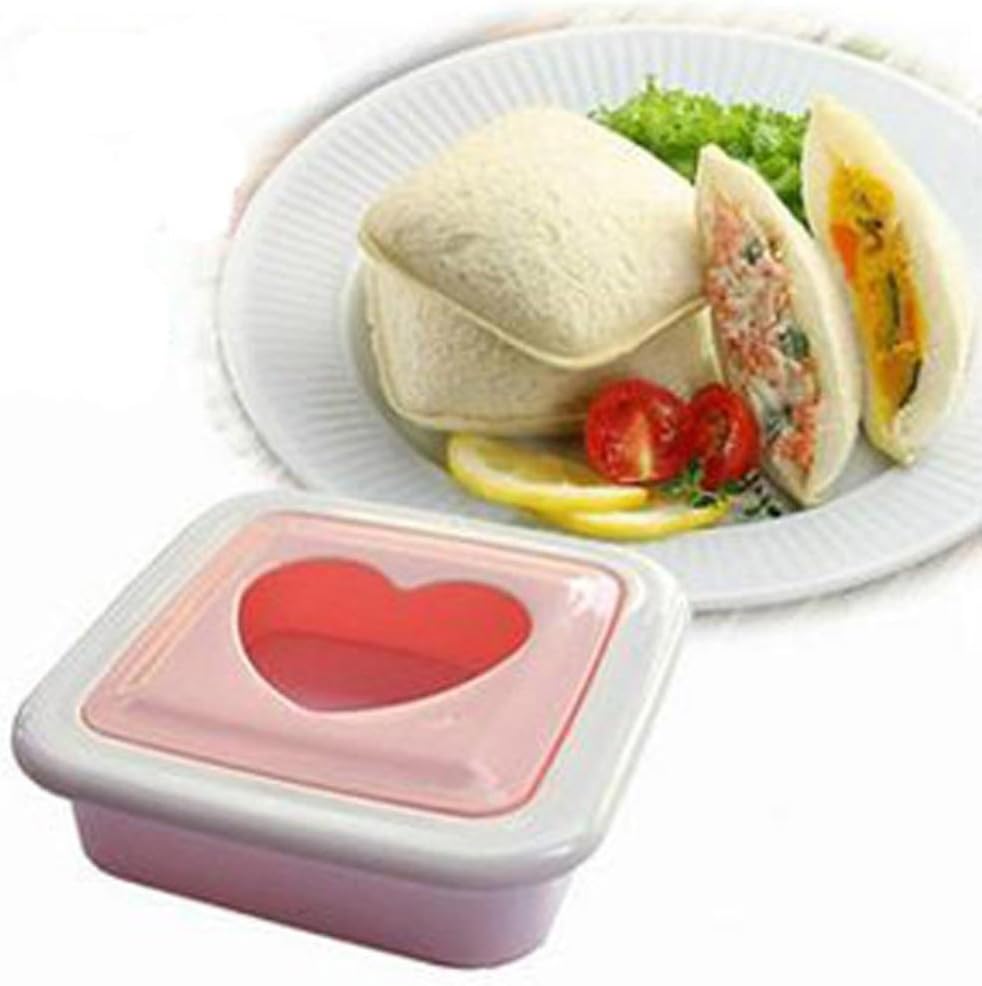 Gessppo Food Grade Plastic Pink Heart Sandwich Cutter Mold - Durable and Portable, Easy to Use and Clean