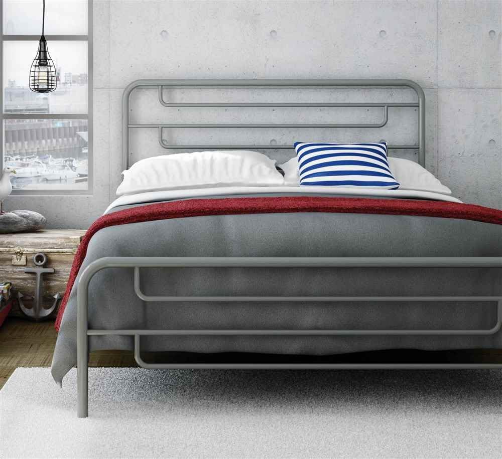Amisco Pier Metal Bed, Full Size 54", Magnetite/Glossy Grey