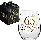 Pokolllee 65th Birthday Wine Glass, Funny 65 Years Old Gift for Mom, Friends, Wife, Female Coworker