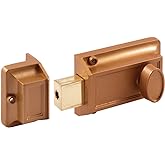 Prime-Line U 9956 Single Cylinder Rim Deadlatch, Diecast, Brass, Night Lock, 2 Keys