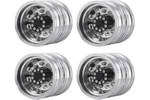 QUE-T 4pcs Aluminum Rear Wheel Hubs Rims for 1/14 Tamiya Tractor Climbing Trailer RC Car Upgrade Parts