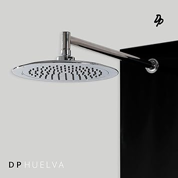 DP Grifería - Columna de ducha hidromasaje en cristal, color negro, modelo Huelva