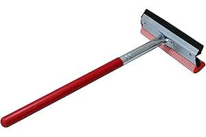 PREMIER QUALITY PRODUCTS Carrand 9031R Red 8" Metal Squeegee Head with 16" Wood Handle