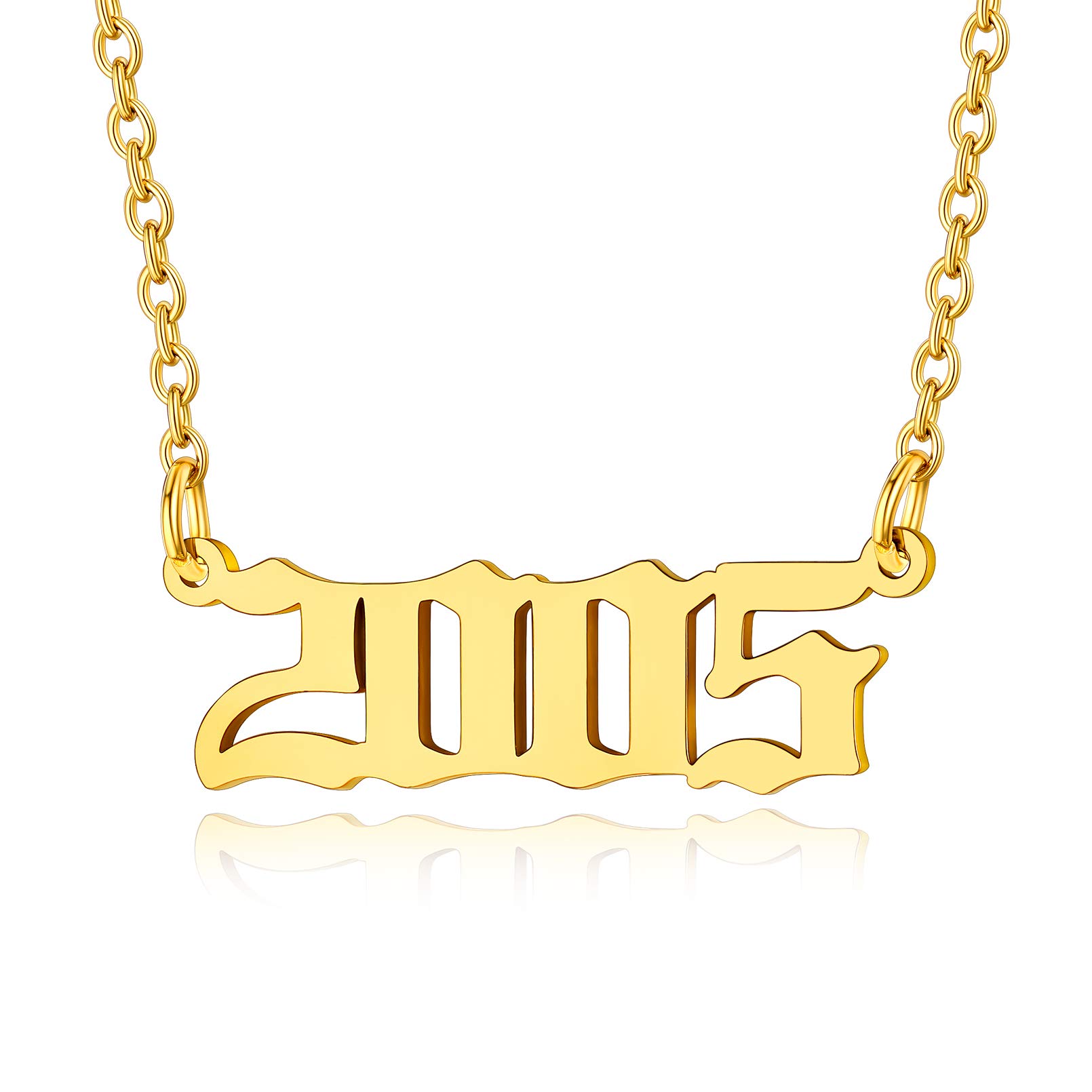 Custom4U Necklace 2005 Teen Girls Birthday Choker Necklace 43+5cm Gold Birth Year Number Necklace Birthday Mothers Valentines Day Gifts for Women — image 1