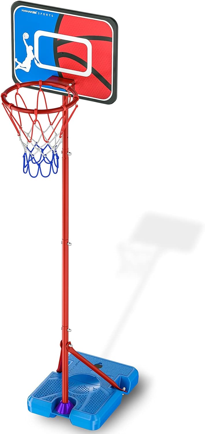 HAHAKEE Basketball Hoop for Kids,Height-Adjustable 3.2FT-5.4FT,Indoor and Outdoor for Boys and Girls,Easy Assemble: Toys & Games