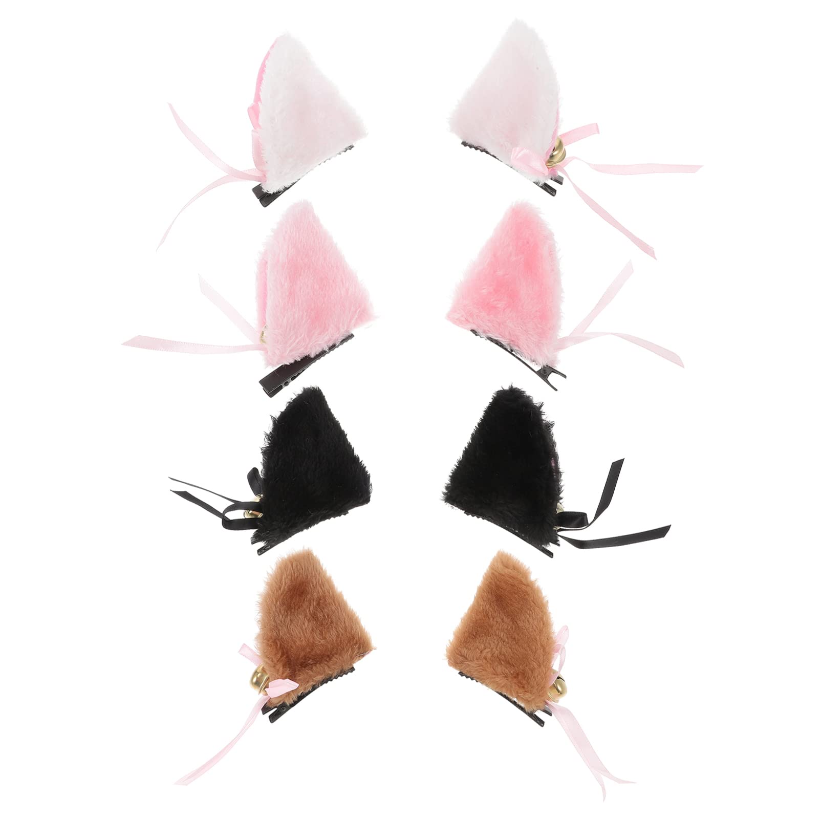 Lurrose 4 Pairs Cat Ears Hair Clips Ears Fox Hair Clip with Bell, Cute Animal Hairpins for Cosplay Halloween Costume Party Dress Girl