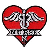 Hot Leathers, NURSE HEART, High Thread Embroidered Iron-On / Saw-On, Heat Sealed Backing Rayon PATCH - 3
