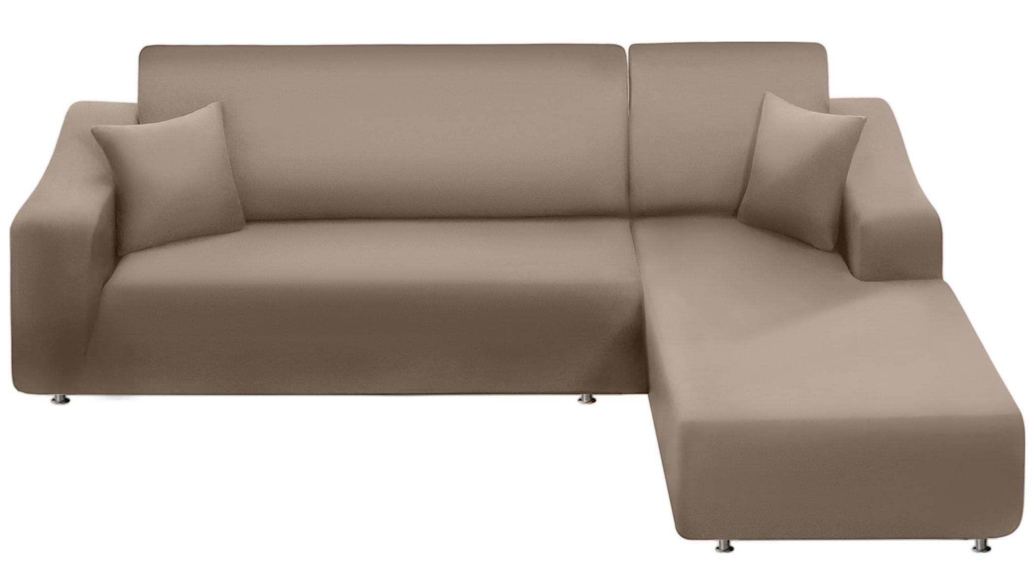 Photo 1 of NAISI Couch Cover L Shape 2 Pieces Sofa Cover Soft Stretch Slipcovers with 2pcs Pillowcases Furniture Protector Sectional Couch Covers 3 Seater + 3 Seater(Tan)