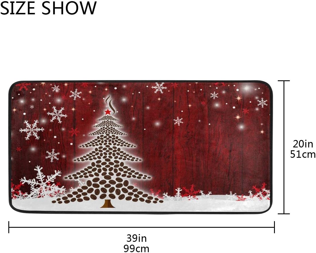 Anti Fatigue Kitchen Floor Mat, 39 x 20 In Vintage Non Slip Absorbent Comfort Modern Standing Mat Soft Kitchen Runner Rug for Hallway Entryway Bathroom Living Room Bedroom Christmas Tree: Kitchen & Dining