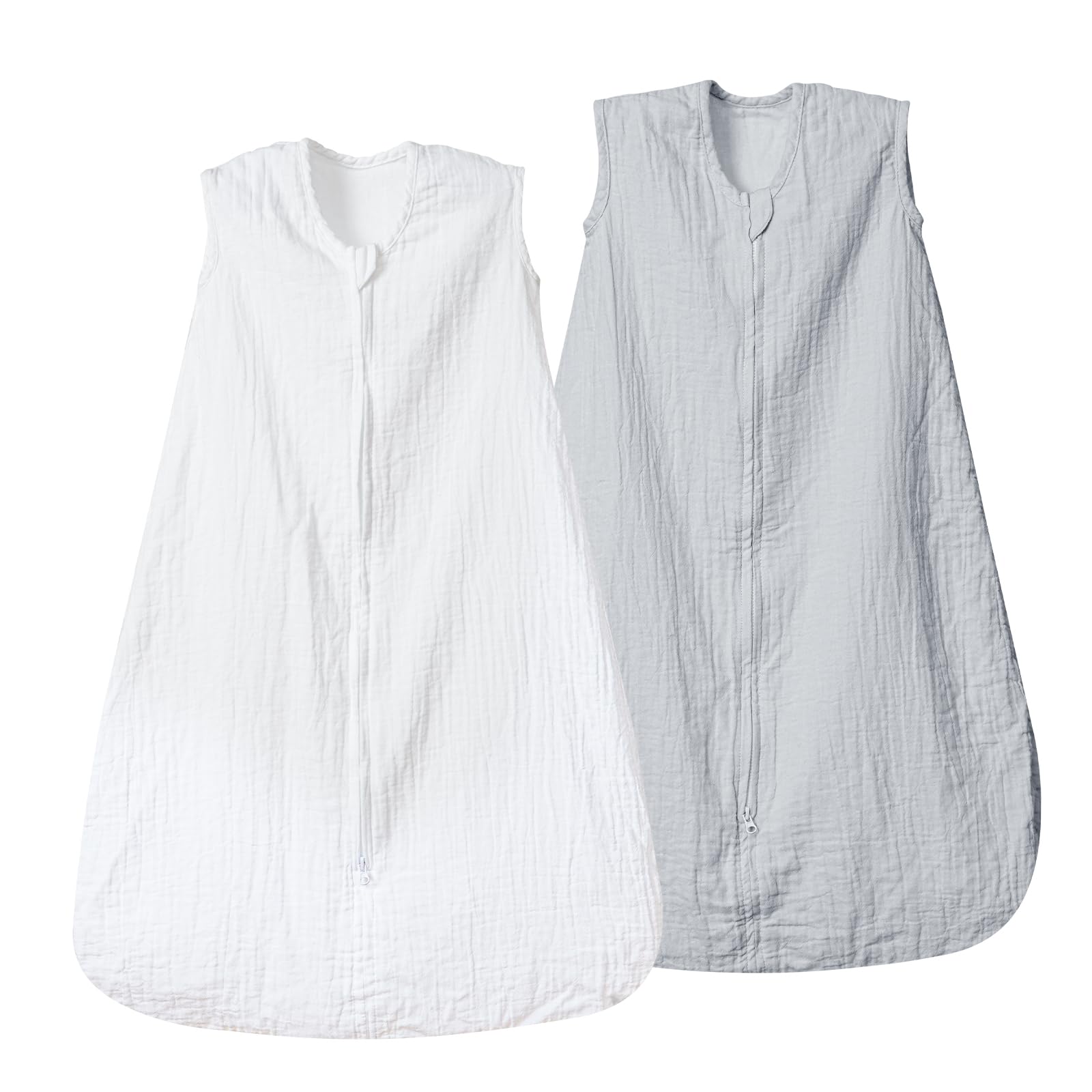 Photo 1 of david's kids Muslin Cotton Baby Sleep Sack 18-24 Months, 2 Pack 100% Cotton Sleeping Bag for Summer, TOG 0.5 Baby Wearable Blankets with 2-Way Zipper, Soft Sleep Sack for Newborn Infant, White & Grey