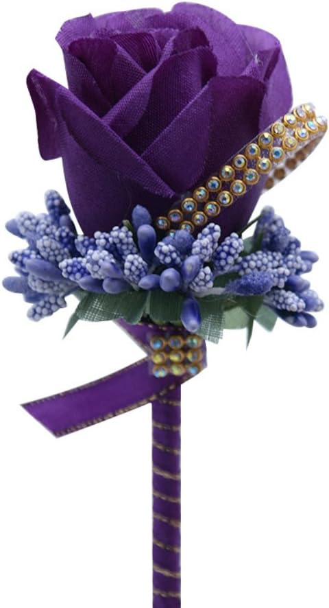 AOTUOTECH Rose Boutonniere Wedding Artificial Groom Flowers Brooch Pin Clip