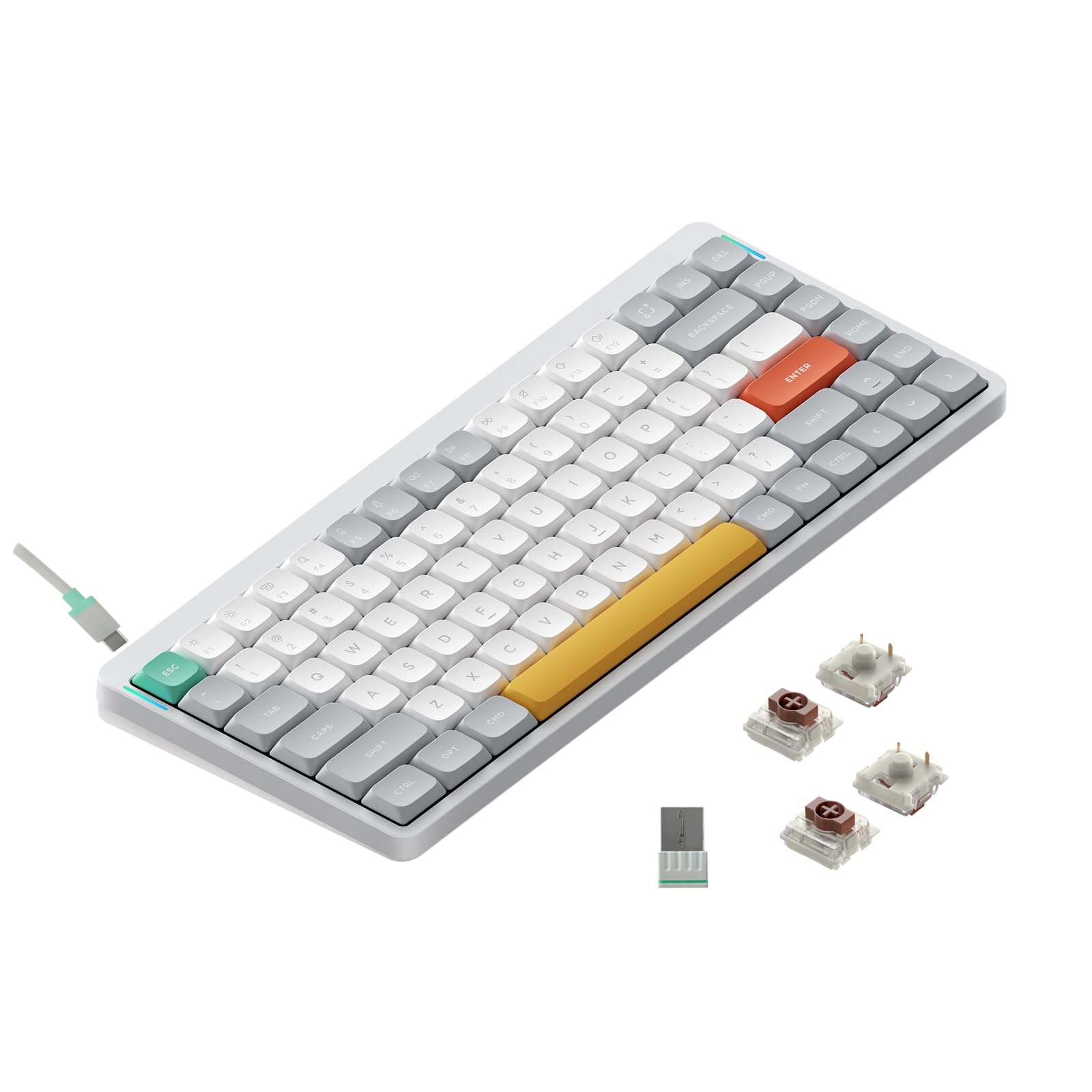 Photo 1 of nuphy Air75 V2 Portable 75% Mechanical Keyboard,Wireless Keyboard,Supports Bluetooth/2.4G/USB-C RGB Gaming Keyboard,Compatible with Windows/Mac OS/Linux Systems White-Gateron Brown Switch