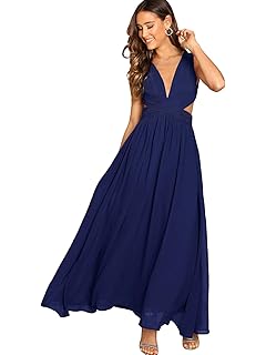 SOLY HUX Mujer Vestidos sin Mangas, V Cuello, para cóctel, Fiesta o Noche