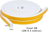 GUKOY Draught Excluder Self Adhesive Foam Tape 12mm x 12mm 4M White 2 Rolls view 2