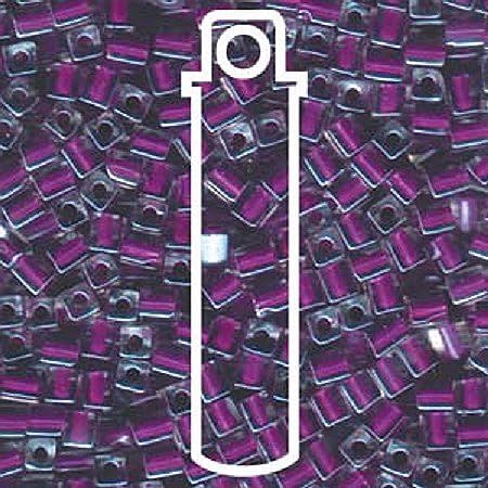 20 Grams Color Lined Purple Miyuki 4mm Square Cube Japanese Glass Seed Beads