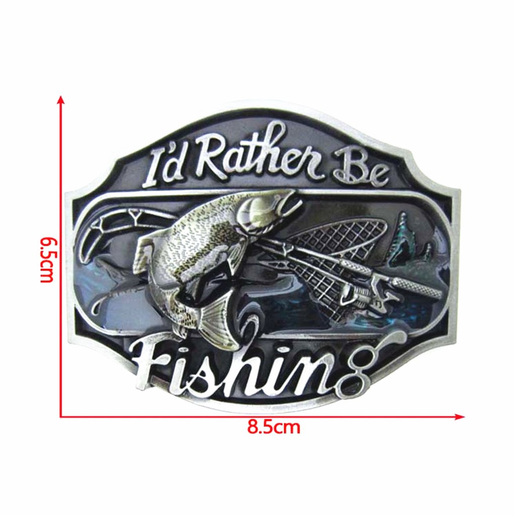 Western Style Funny Casual Belt Buckle I'd Rather Be Fishing Belt