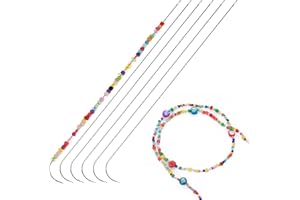 YUXIANLB 6 Pcs Curved Beading Needles, 5.4 Inches Stainless Steel Bead Spinner Needles, Big Eye Beading Needles Curved Sweing Needles Tools for Jewelry Making (Silver)