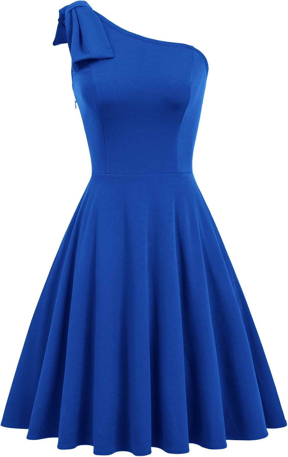 JASAMBAC Women's Bow One Shoulder Dress with Pockets A-line Cocktail Party Dress at Amazon Women 