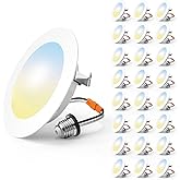 FREELICHT 24 Pack 4 Inch Retrofit LED Recessed Lighting, Selectable 5CCT, Dimmable Flat LED Can Lights, 7W, 700LM, ETL & FCC, White