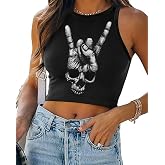 Eciodci Women's Halloween Crop Top 3D Skeleton Skull Pumpkin Printed Soft Summer Sleeveless Crop Tank Tops for Women