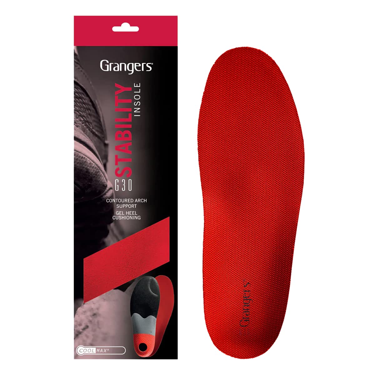 Grangers G30 Stability Coolmax Insole | EU 45 | Optimal Foot Protection, Support and Comfort for Running Shoes and Work Boots