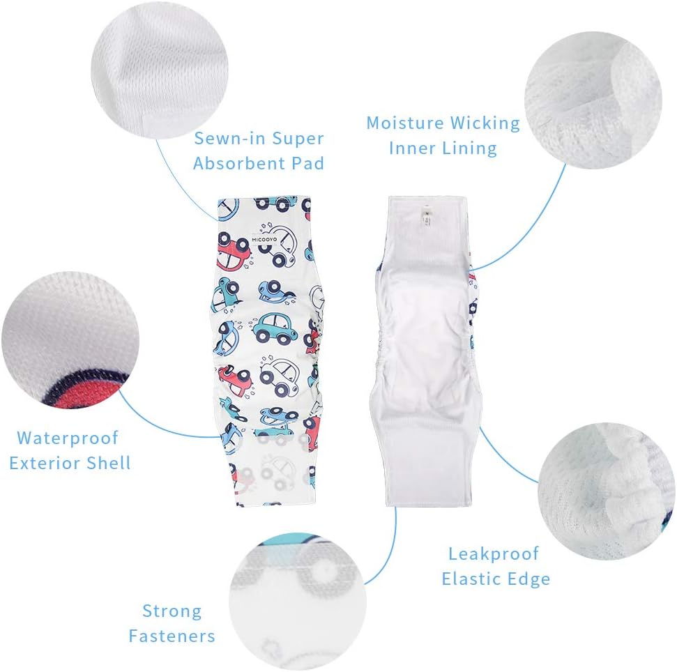 MICOOYO Belly Bands for Dogs Reusable Dog Nappies Male 3 Pack, Male Dog Wraps Diaper Pants for Doggy Puppy(Animals Fruit Cars, S) - Image 4
