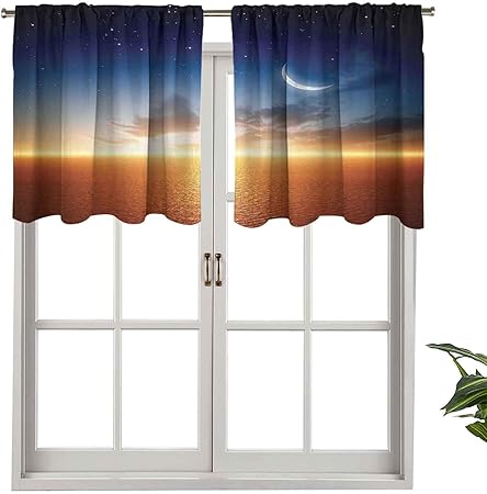 Cenefa de ventana de privacidad interior, panel de cortina con luna