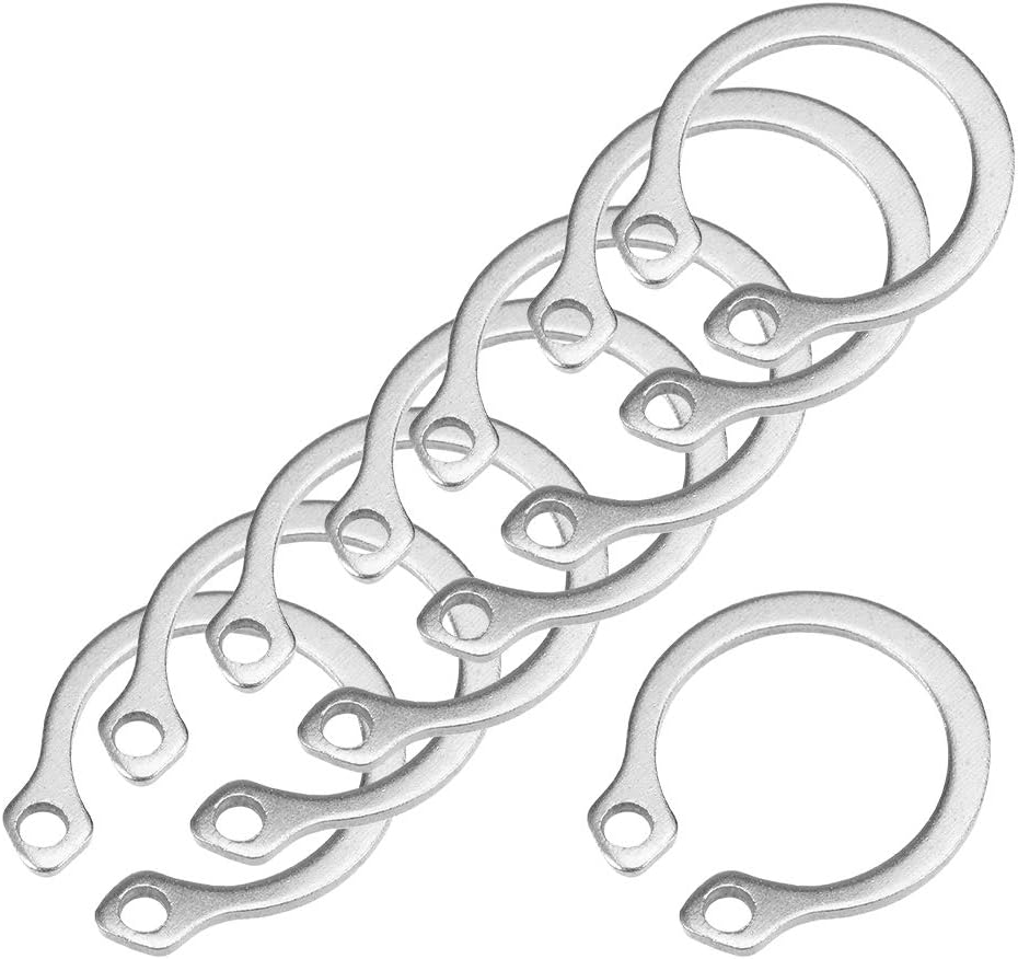 sourcing map 16mm External Circlips C-Clip Retaining Shaft Snap Rings 304 Stainless Steel 50pcs, Silver, 16mm (50-Pack)