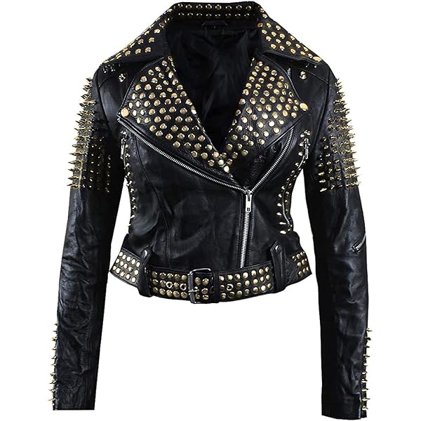Spiked Jacket - Studded Leather Jacket Women - Black Leather
