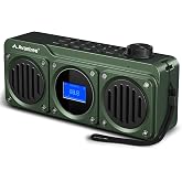 Avantree BoomByte - Portable FM Radio &amp; Bluetooth Speaker with Stereo Sound | Long Rechargeable Playtime, Micro SD Card &amp; USB Audio Input, MP3 Player, Metal Finish, Easy to Use, Green