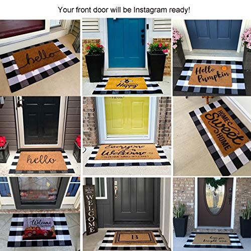 CAINANEL Buffalo Check Door Mat Black and White Outdoor Rug 27.5 x 43 Inches HandWoven Cotton