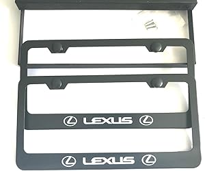 MAX WHOLESALE Stainless Steel License Plate Frame Rust Free With Bolt Caps For Lexus Cover (2-Black)