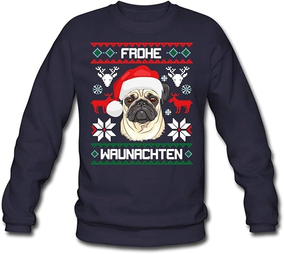 Beagle "Frohe Waunachten" Weihnachts Sweatshirt - Lustiges Hundeliebhaber Shirt Für Weihnachtsfest