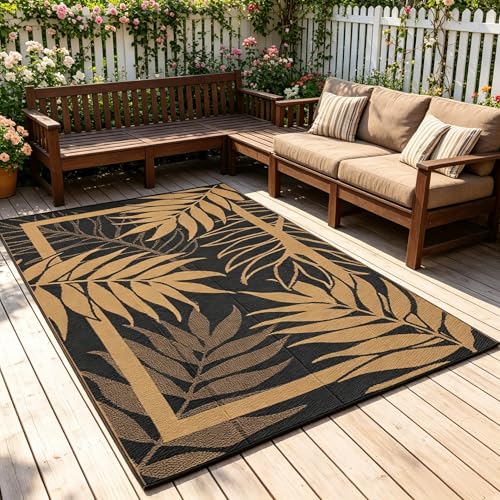 GAOMON 8'x10' Outdoor Rug Waterproof, Reversible Plastic Straw Rug for Balcony,…