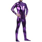 Seeksmile Unisex Metallic Bodysuit Zentai without Hood Adult Shiny One Piece Spandex Body Suit Halloween Costume